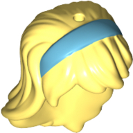 Lego Hair Long Wavy with Bangs and Dark Azure Headband Print / Bright Light Yellow