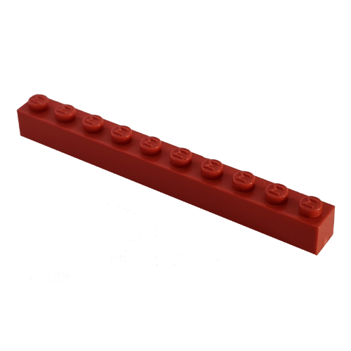 Lego Modulex Brick 1 x 10 with M on Stud / Modulex Red