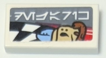Lego Tile 1 x 2 with Hologame Video Game with Aurebesh Characters 'DEJARIK' Pattern (Sticker) - Set 75389