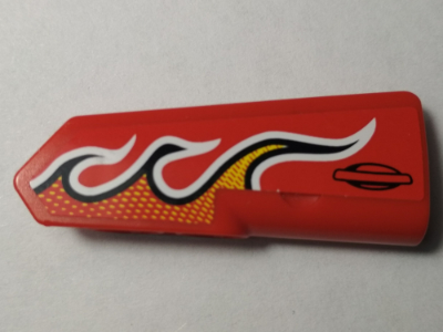 Lego Technic, Panel Fairing #21 Very Small Smooth, Side B with Flames Pattern (Sticker) - Set 42005 / Red