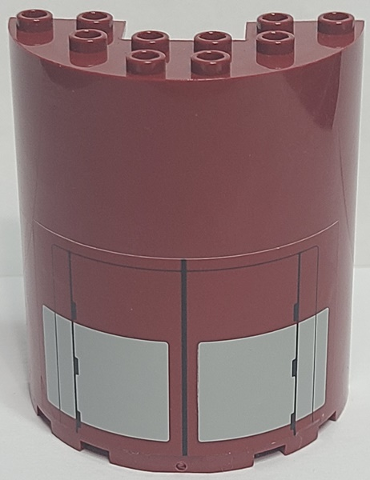 Lego Cylinder Half 3 x 6 x 6 with 1 x 2 Cutout with Black Lines and Light Bluish Gray Rectangles Pattern (Sticker) - Set 75025
