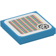 Lego Tile 2 x 2 with King Boo and Barcode Print (Sticker) / Dark Azure
