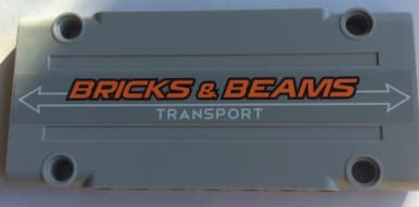 Lego Technic, Panel Plate 5 x 11 x 1 with 'BRICKS & BEAMS TRANSPORT' Pattern (Sticker) - Set 42062 / Light Bluish Gray