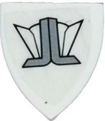 Lego Minifigure, Shield Triangular Short with Justice League Logo Pattern (Sticker) - Set 76028 / White
