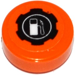 Lego Tile, Round 1 x 1 with Filler Cap with Gas/Fuel Pump Pattern (Sticker) - Set 42048