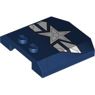 Lego Brick Wedged, Curved Triple 4 x 4 x 2/3, 2 Studs with White Star, Stripes Print