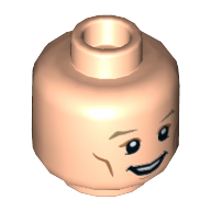 Lego Minifig Head The Doctor (Eleventh), Dual Sided, Dark Tan Eyebrows, Cheek Lines, Open Mouth Smile / Determined Print [Hollow Stud] / Light Nougat