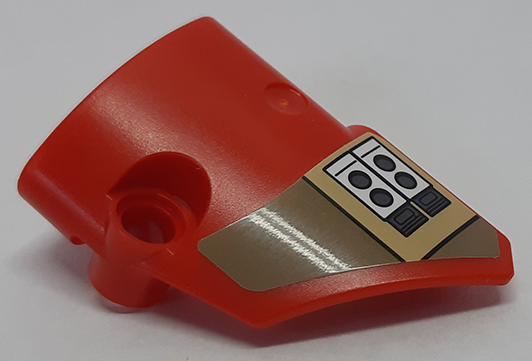 Lego Technic, Panel Fairing # 2 Small Smooth Short, Side B with Tan and Dark Tan SW Baze Malbus Pattern (Sticker) - Set 75525 / Red