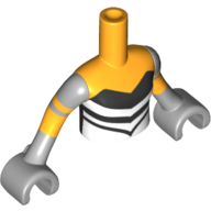 Lego Minidoll Torso Girl with Bright Light Orange/Black Strapless Top with White V-Stripes, Arms with Bright Light Orange Bands Print, Light Bluish Gray Hands