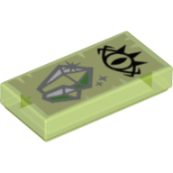 Lego Tile 1 x 2 with Green Crystal and Black Eye Print