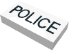 Lego Tile 1 x 2 with 'POLICE' Print / White