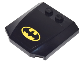 Lego Wedge 4 x 4 x 2/3 Triple Curved with Yellow Batman Logo on Black Background Pattern (Sticker) - Set 76035