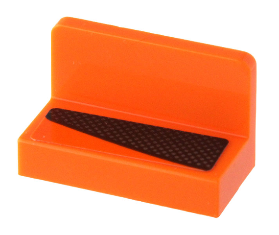 Lego Panel 1 x 2 x 1 with Black and Dark Bluish Gray Trapezoid Grille Pattern Model Right Side (Sticker) - Set 42204 / Orange
