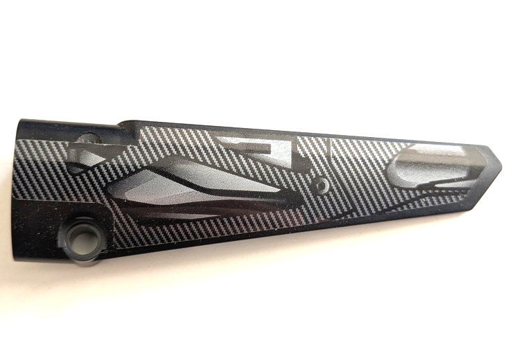 Lego Technic, Panel Fairing # 6 Long Smooth, Side B with Silver Carbon Fiber and Air Vents Pattern (Sticker) - Sets 42151 / 42162