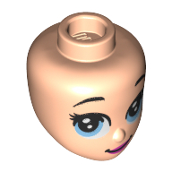 Lego Minidoll Head, Big Bright Light Blue Eyes, Dark Pink Lips Print