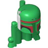 Lego Helmet, Rocket Pack with Boba Fett Colors Print, Dark Brown Highlights / Green