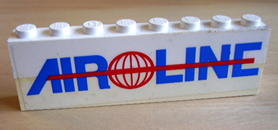 Lego Stickered Assembly 8 x 1 x 2 with Air Line with Red Globe Logo Pattern (Sticker) - Set 6597