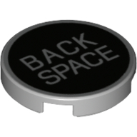 Lego Tile Round 2 x 2 with 'BACK SPACE' on Black Background Print / Light Bluish Gray