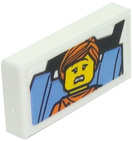 Lego Tile 1 x 2 with Cautious Rider in Orange Hoodie Photo Pattern (Sticker) - Set 10261