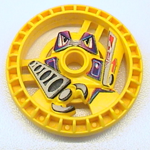 Lego Technic Disc 5 x 5 Notched, Grab with Robot Print / Yellow