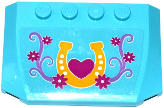 Lego Wedge 4 x 6 x 2/3 Triple Curved with Horseshoe, Heart, Flowers and Stems Pattern (Sticker) - Set 41125