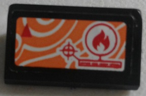 Lego Slope 30 1 x 2 x 2/3 with Orange Satellite Map and Fire Icon Pattern (Sticker) - Set 60010 / Black