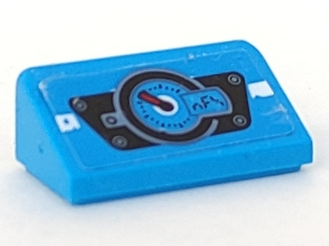 Lego Slope 30 1 x 2 x 2/3 with Dark Azure Speedometer on Trapezoid Panel Pattern (Sticker) - Set 70639 / Dark Azure