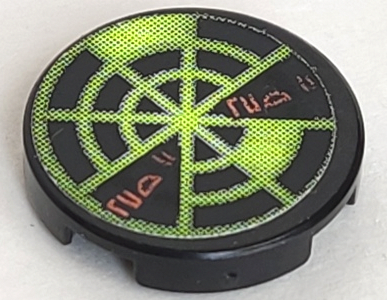 Lego Tile, Round 2 x 2 with Neon Green Radar Type 1 Pattern (Sticker) - Set 7691