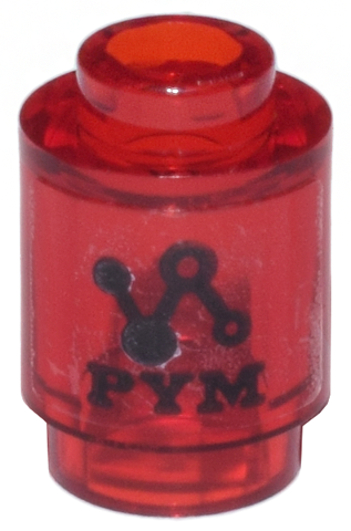 Lego Brick, Round 1 x 1 with Black Circuitry 'PYM' Logo Pattern (Sticker) - Set 76269