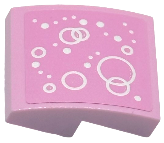 Lego Slope, Curved 2 x 2 x 2/3 with White Bubbles Pattern Side A (Sticker) - Set 75682 / Bright Pink