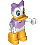 Lego Duplo Figure with Short Sleeve Lavender Top and White Arms, Lavender Bow - Bright Light Orange Legs (Daisy Duck)