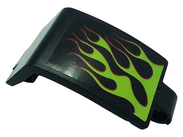 Lego Technic, Panel Curved 3 x 5 x 3 with Lime Flames Pattern Model Left Side (Sticker) - Set 42118