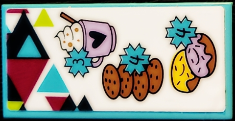 Lego Tile 2 x 4 with Hot Chocolate, Cookies and Doughnuts Price List Pattern (Sticker) - Set 41319 / Medium Azure