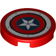 Lego Tile Round 2 x 2 with Captain America Star Shield with Rivets Print