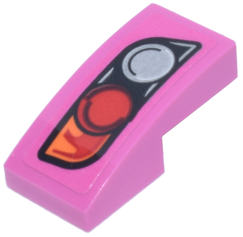 Lego Slope, Curved 2 x 1 x 2/3 with Silver and Red Taillights and Orange Blinker Pattern Model Left Side (Sticker) - Set 77241