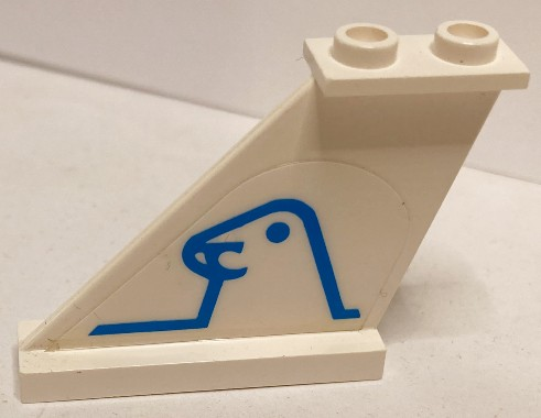 Lego Tail 4 x 1 x 3 with Blue Silja Line Seal Logo Pattern Model Left Side (Sticker) - Set 1998 / White