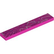 Lego Tile 1 x 6 with White/Dark Purple Graffiti Print