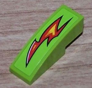 Lego Slope, Curved 3 x 1 with Red Fire Pattern Model Left (Sticker) - Set 8199