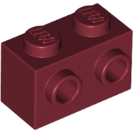 Lego Brick Special 1 x 2 with 2 Studs on 1 Side / Dark Red