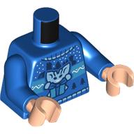 Lego Torso, Christmas Sweater, Pixie, Present print, Blue Arms, Light Nougat Hands / Blue