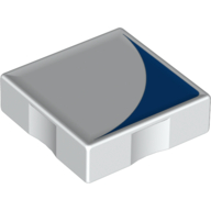 Lego Duplo Tile 2 x 2 with Shape Blue Inverse Quarter Disc Print / White