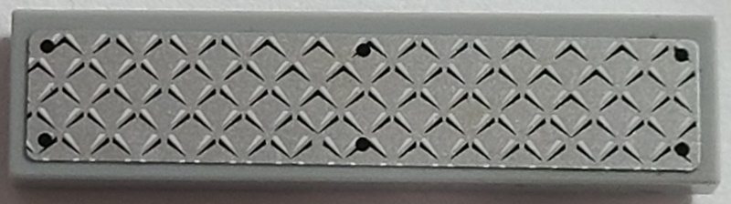 Lego Tile 1 x 4 with Silver Tread Plate and 6 Rivets Pattern (Sticker) - Sets 3179 / 7636 / 7642 / 7942 / 7944 / 8191 / Light Bluish Gray