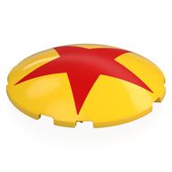 Lego Brick Round Curved 6 x 6 x 1 with Red Star Print / Yellow