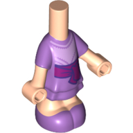 Lego Microdoll Body Short Dress Medium Lavender with Dark Pink Belt/Bow with Dark Purple Trim Print, Nougat Arms and Legs / Light Nougat