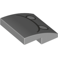 Lego Brick Curved 2 x 2 x 2/3 with Black Mouth, White Eyes print / Light Bluish Gray