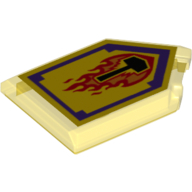 Lego Tile Special 2 x 3 Pentagonal with Nexo Power Shield Print - Flame Wreck
