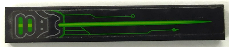 Lego Tile 1 x 6 with Hull Plates, Green and Lime Arrow and Circuitry Pattern Model Right Side (Sticker) - Set 72003