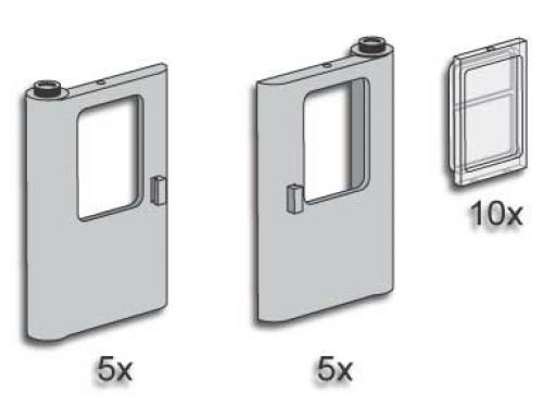 Lego Grey Train Doors with Panes