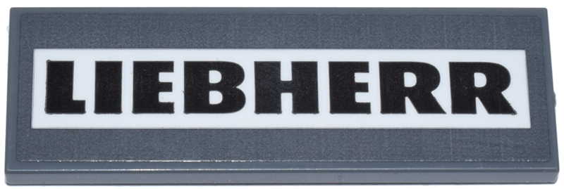 Lego Tile 2 x 6 with Black 'LIEBHERR' in White Rectangle Pattern (Sticker) - Set 42146