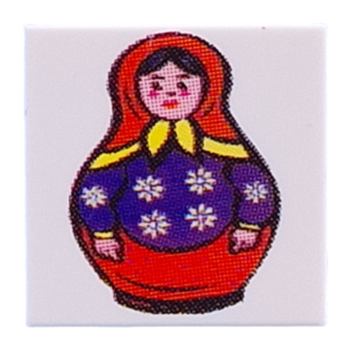 Lego Tile 2 x 2 with Red Matrjoschka Doll Print
